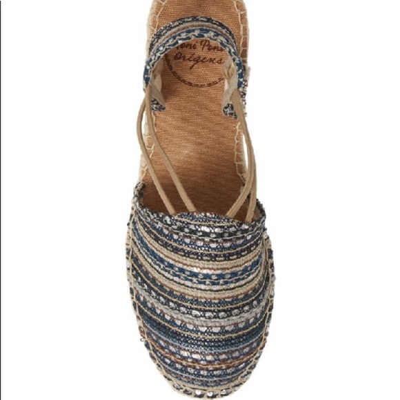 Toni Pons Tania Silk Cotton Metallic Striped Espadrille Wedge Sandals - 10 - 41 - Picture 14 of 14